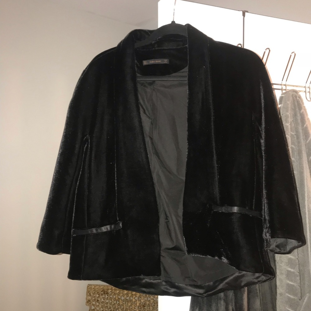 Zara black velvet blazer